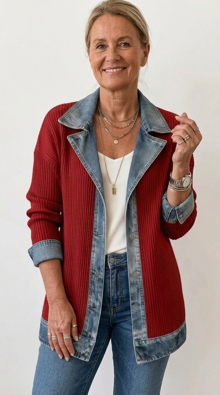 Miriam™ | Gestreifter Strickjacke mit Kontrast