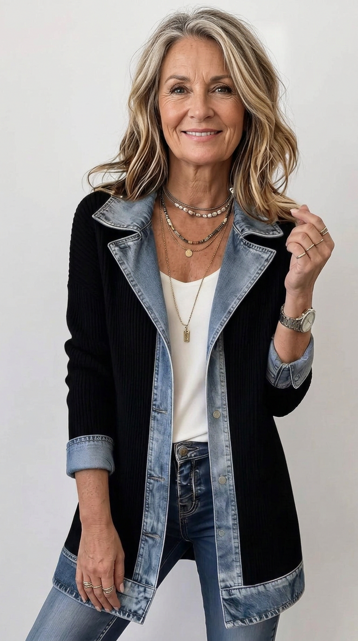 Miriam™ | Gestreifter Strickjacke mit Kontrast
