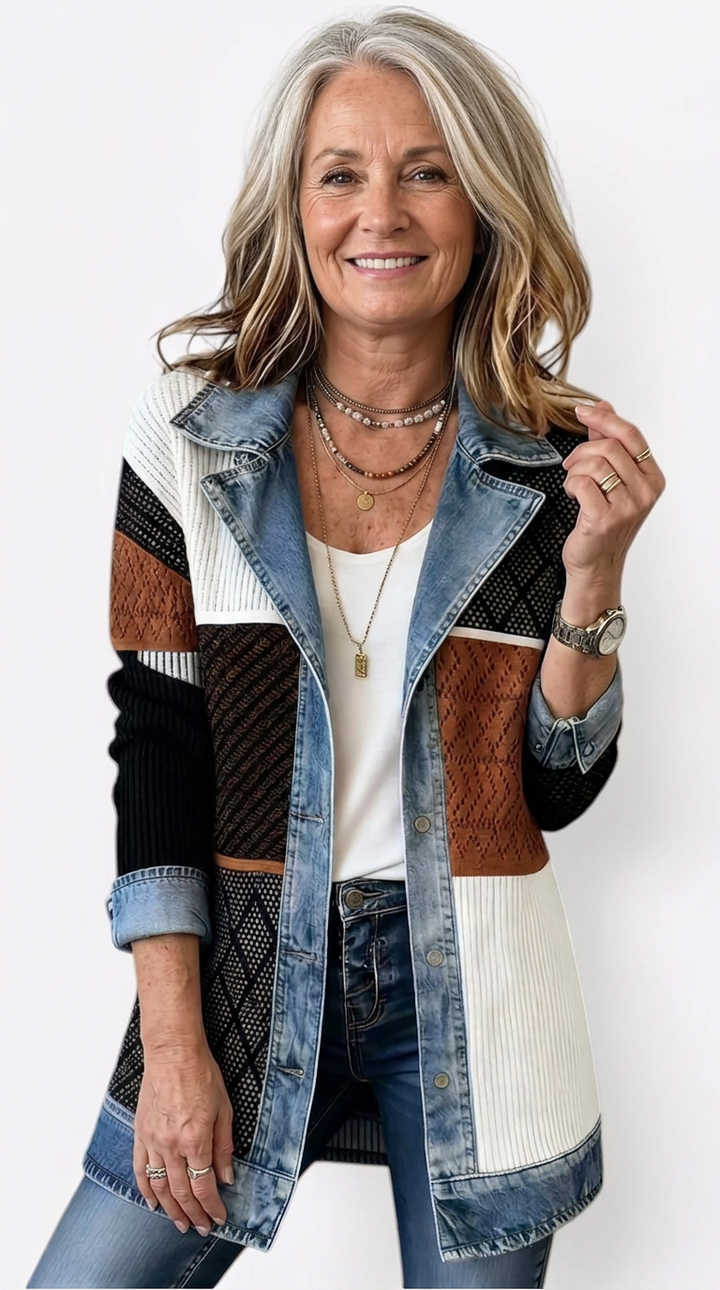 Miriam™ | Gestreifter Strickjacke mit Kontrast