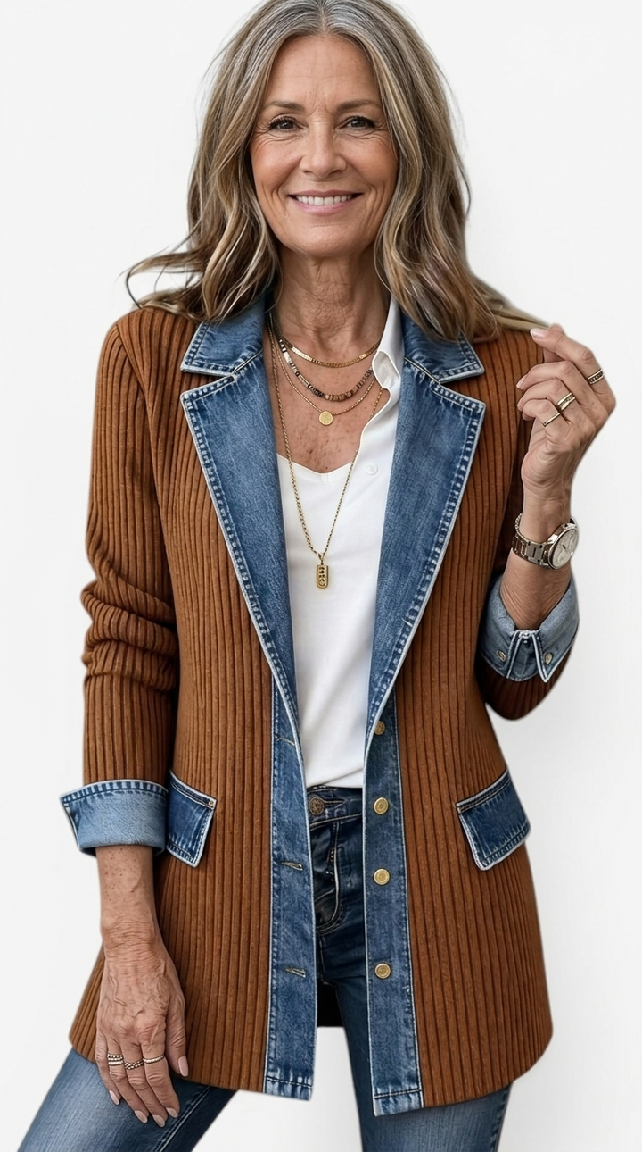 Miriam™ | Gestreifter Strickjacke mit Kontrast