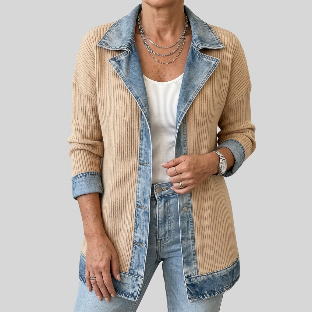 Miriam™ | Gestreifter Strickjacke mit Kontrast
