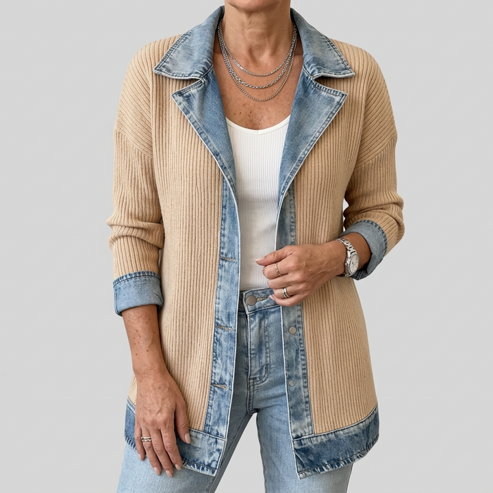 Miriam™ | Gestreifter Strickjacke mit Kontrast