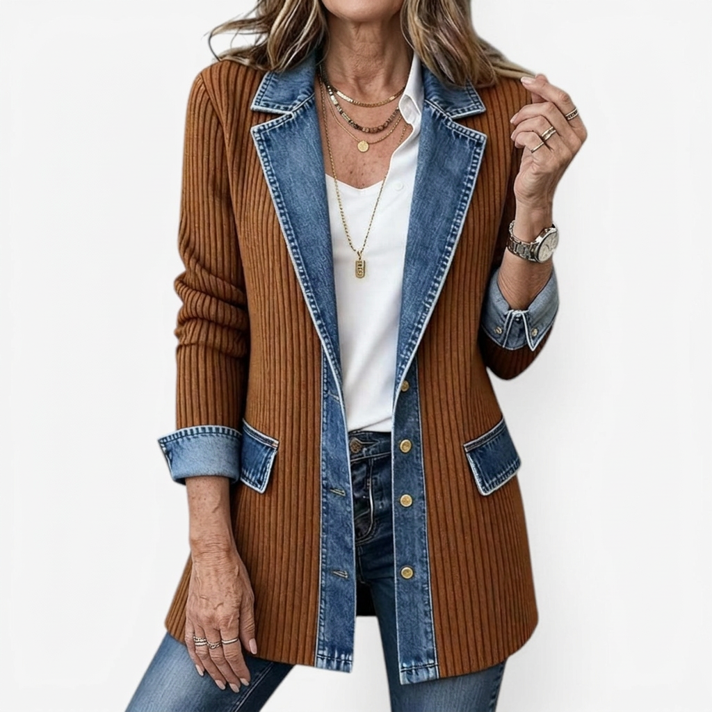Miriam™ | Gestreifter Strickjacke mit Kontrast