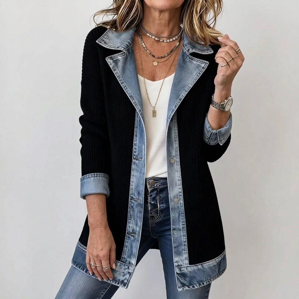 Miriam™ | Gestreifter Strickjacke mit Kontrast