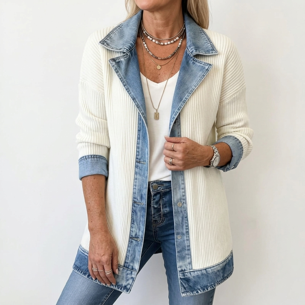 Miriam™ | Gestreifter Strickjacke mit Kontrast