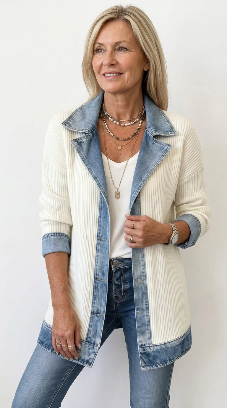 Miriam™ | Gestreifter Strickjacke mit Kontrast