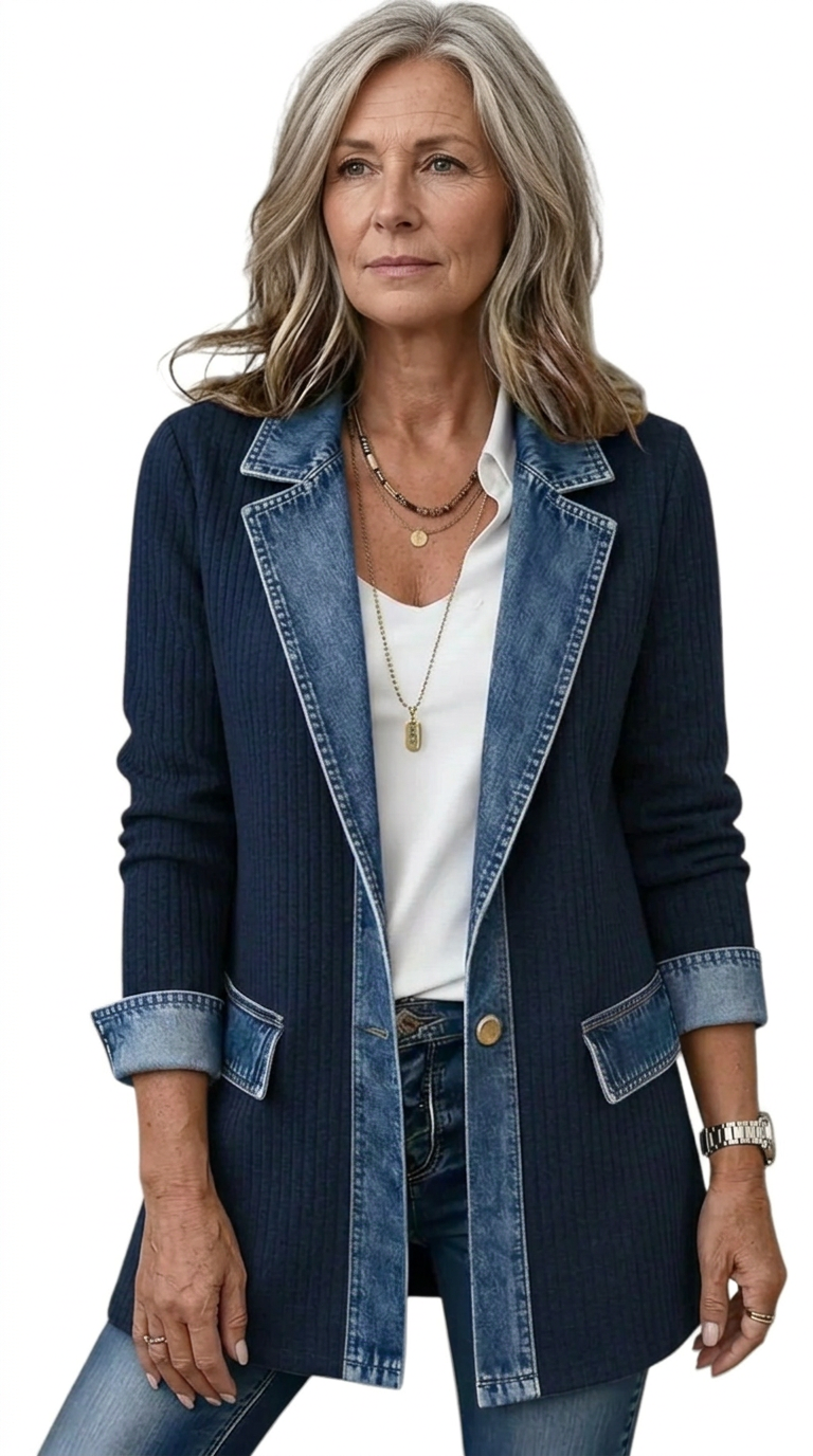 Miriam™ | Gestreifter Strickjacke mit Kontrast