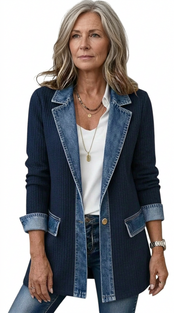 Miriam™ | Gestreifter Strickjacke mit Kontrast