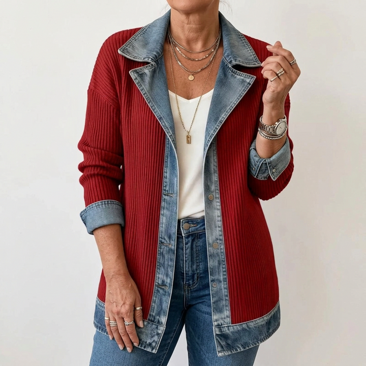 Miriam™ | Gestreifter Strickjacke mit Kontrast
