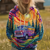 Vaneska | Bedruckter Kapuzenpullover Sunburst Y2K