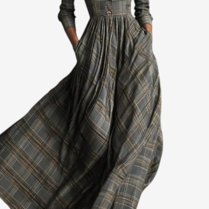 Imogen | Plaid Fließendes Maxikleid