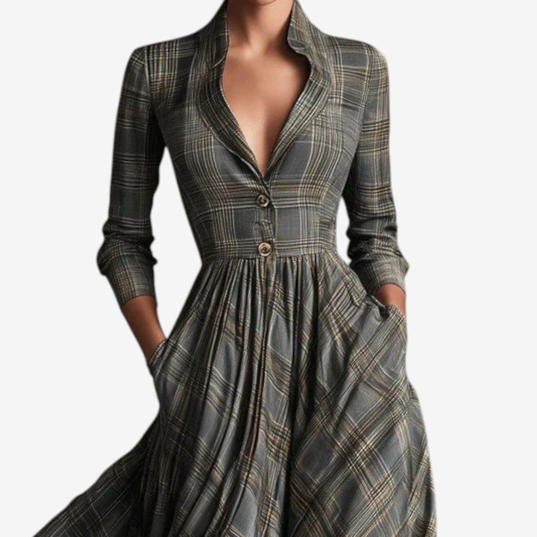 Imogen | Plaid Fließendes Maxikleid