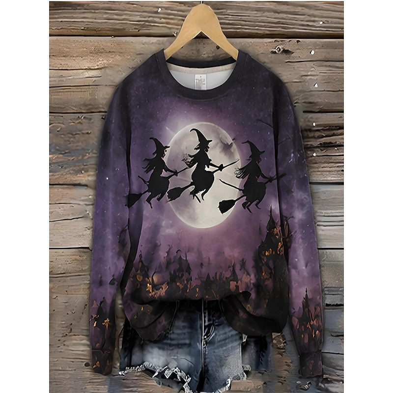 Della | Verspielt gestreifter Halloween-Sweatshirt