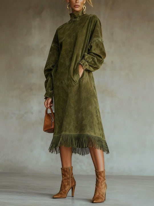 Matilda | Wildleder-Turtleneck-Kleid