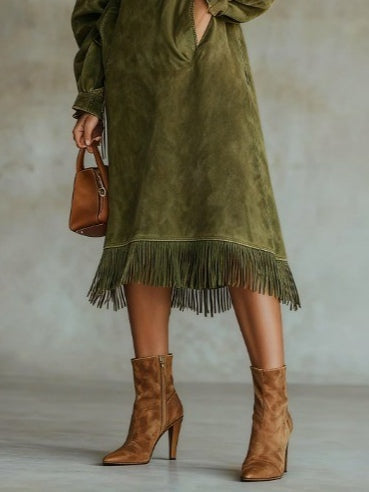 Matilda | Wildleder-Turtleneck-Kleid