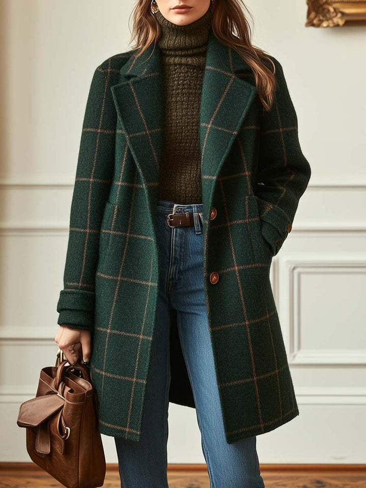 Retro-Karomuster Tweed-Mantel Kayla™
