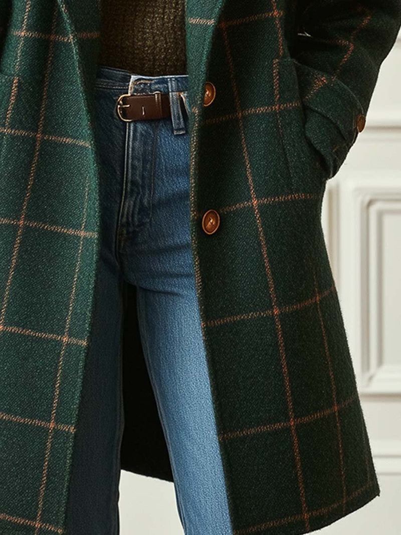 Retro-Karomuster Tweed-Mantel Kayla™