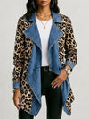 Sherilyn™ | Mid-Length Jacket with Washed Denim Panels and Leopard Print
