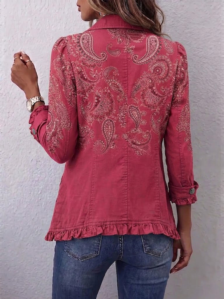 Anouk™ | Vintage Paisley-Print Volantjacke