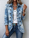 Jemison™ | Vintage-Jacke mit botanischem Ombre-Druck im Boho-Stil mit Rüschendetails