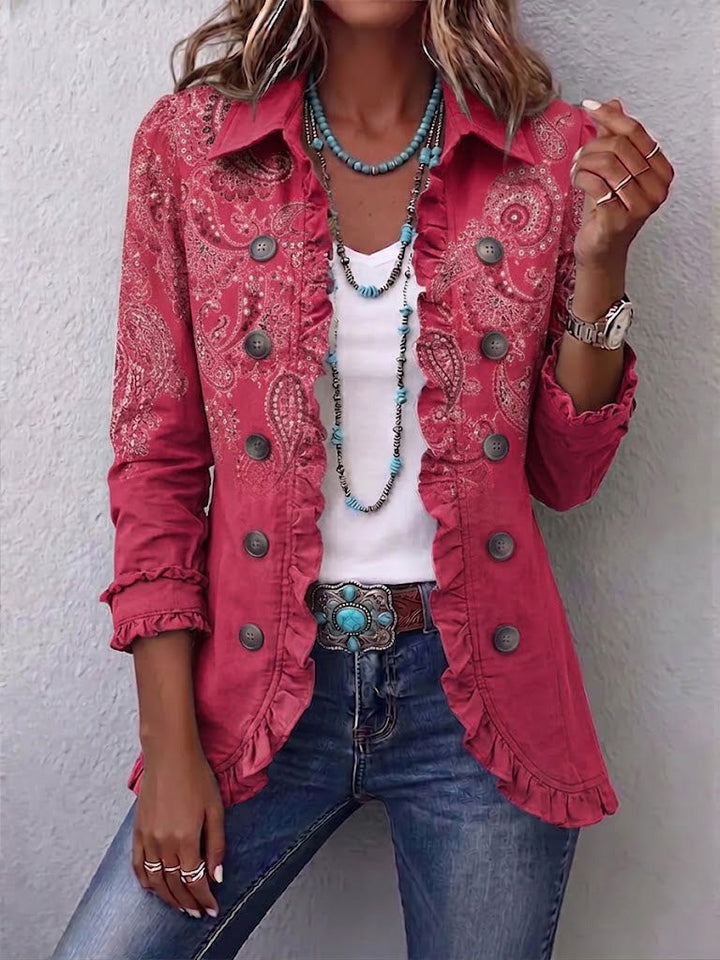 Anouk™ | Vintage Paisley-Print Volantjacke