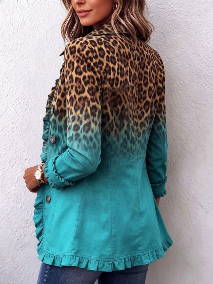 Elspeth™ | Blazerjacke mit Rüschendetails in Leoparden-Ombre
