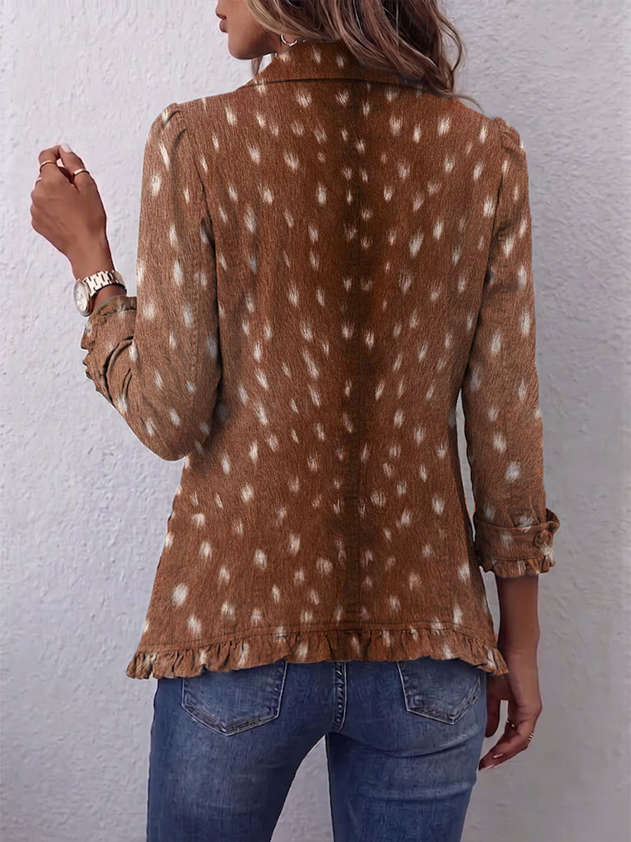 Nolinda™ | Rüschjacke mit tierischem Print im Boho-Stil