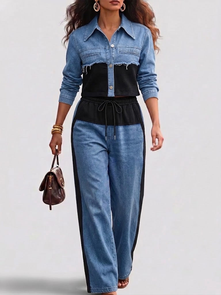 Holbrook™ | Farbblockierte cropped Jacke und weite Hosen