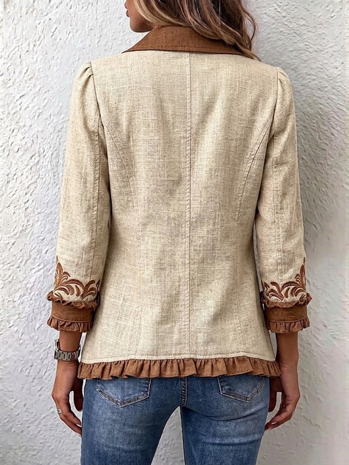 Dawncroft™ | Vintage Boho-Jacke mit Blumenrüschen