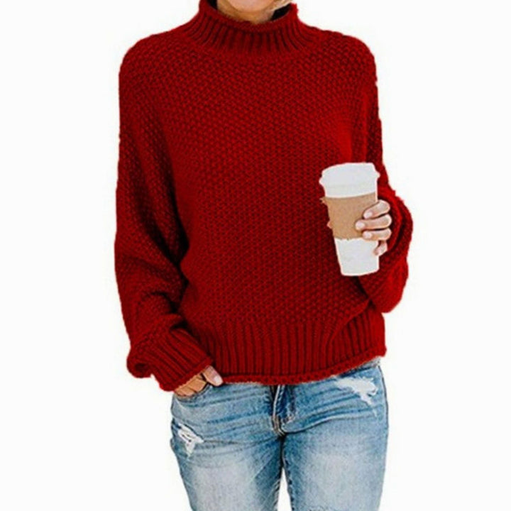 Damen Oversized Grobstrick Rollkragenpullover