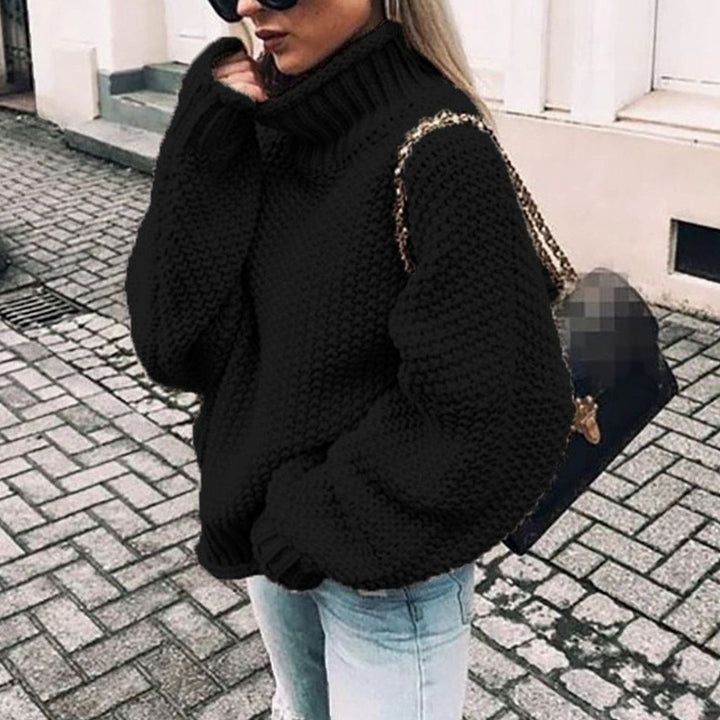 Damen Oversized Grobstrick Rollkragenpullover