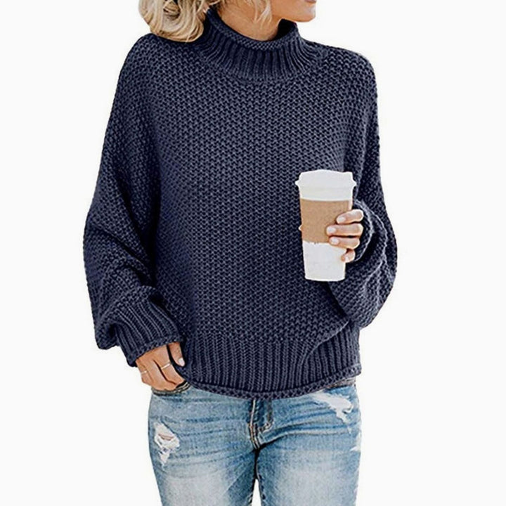 Damen Oversized Grobstrick Rollkragenpullover
